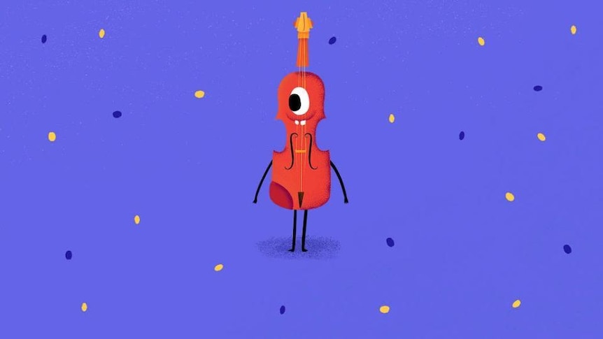 Graphic image of cartoon violin