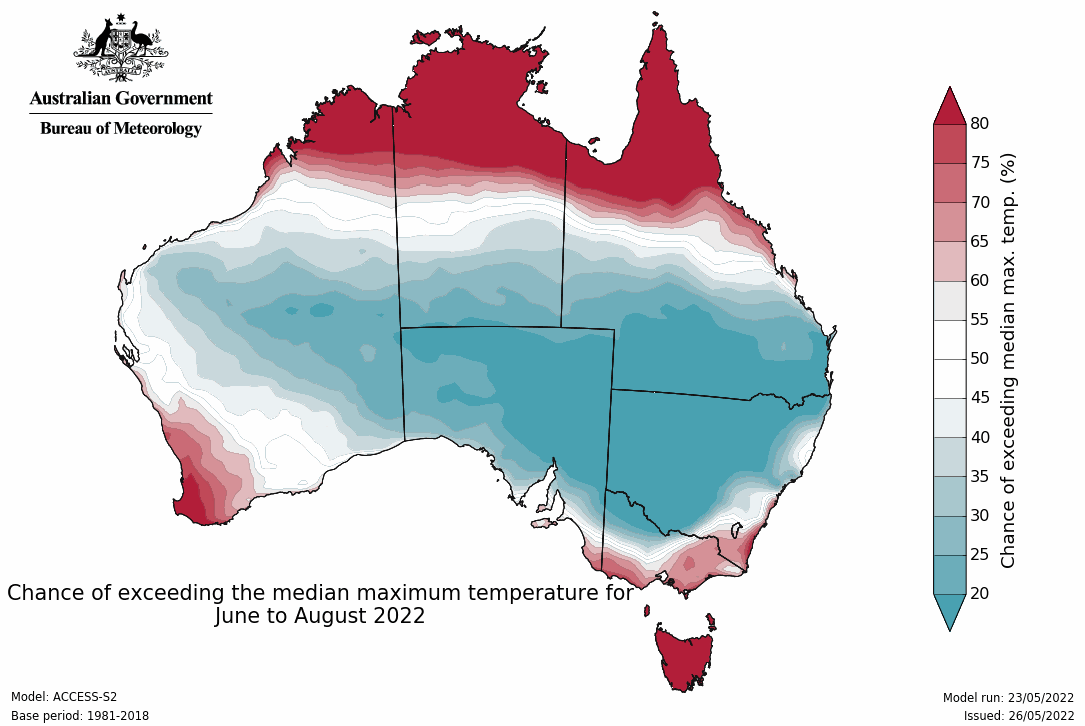 Map of Aus with blue band through the middle