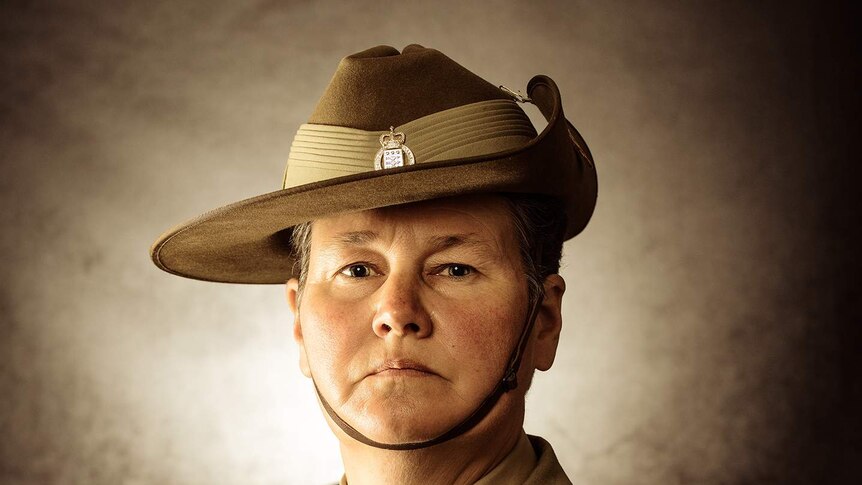 A woman in army uniform.