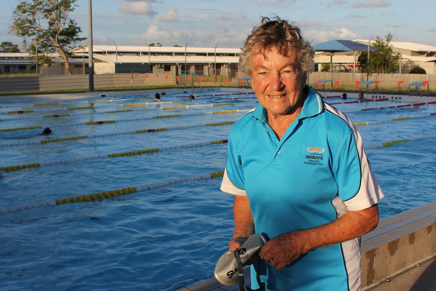 91-year- old Mackay competitive swimmer Margaret Cunningham at Mackay North State High School pool