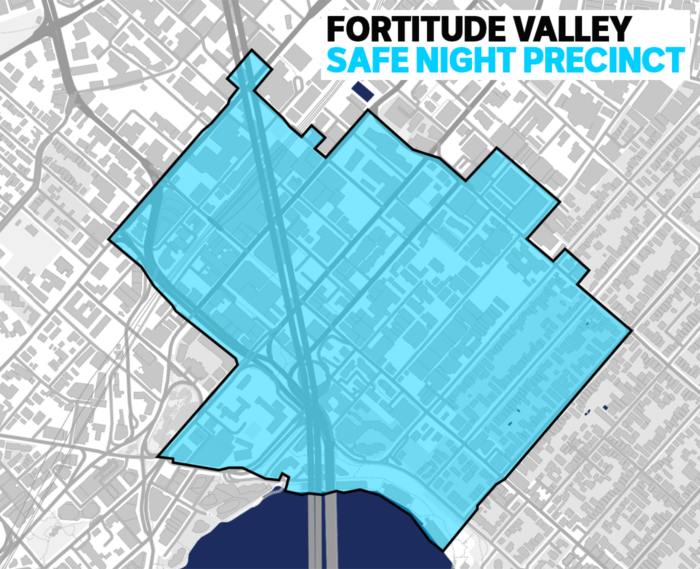 A map of the Fortitude Valley safe night precinct