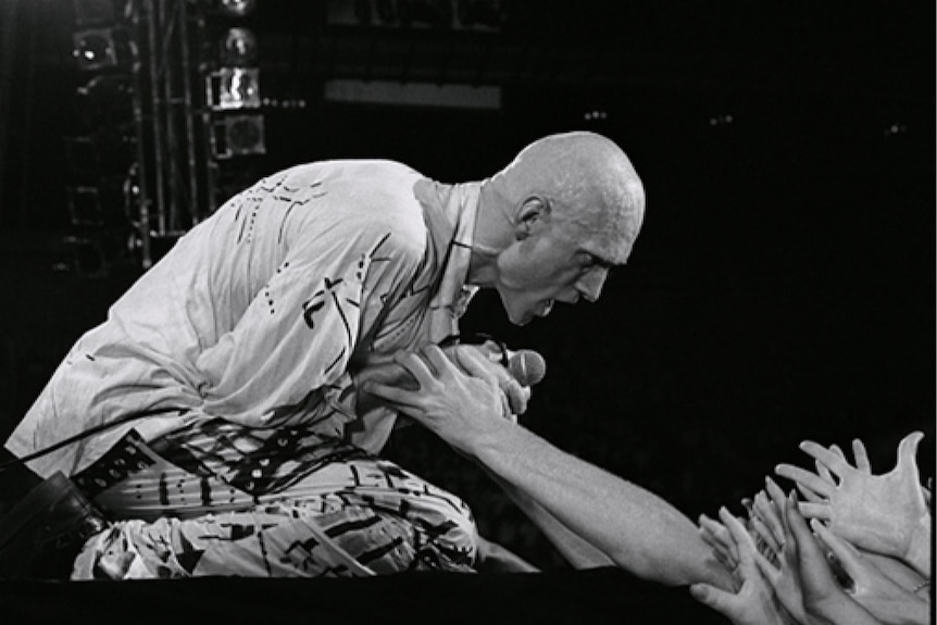 Peter Garrett performing with Midnight oil in 1985