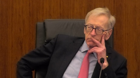 Commissioner Kenneth Hayne looking thoughtful at the banking royal commission
