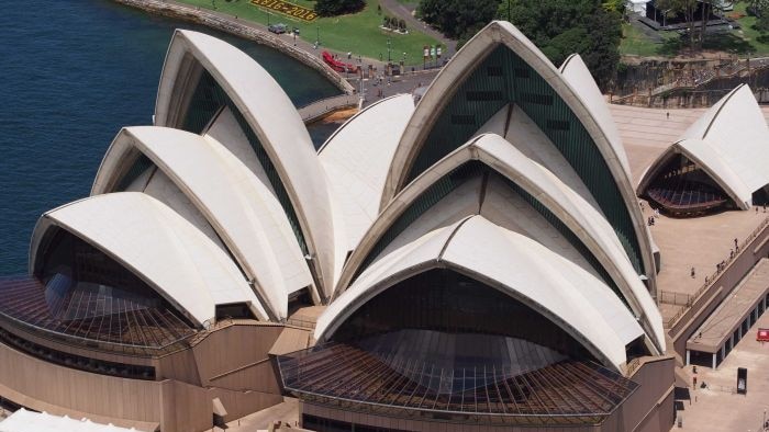 An aerial view of the opera house