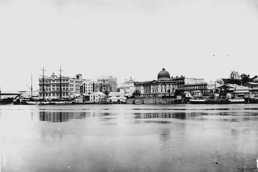 Petrie Bight looking across to Customs House Brisbane circa 1890s