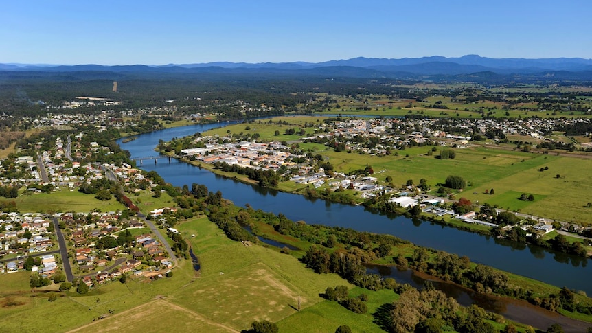 An aerial photo of Kempsey.