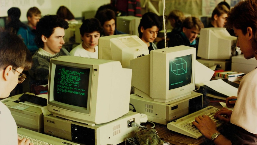 Computers at Elwood High School, date unknown