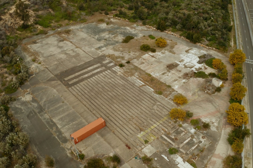 An empty concrete area seen from above