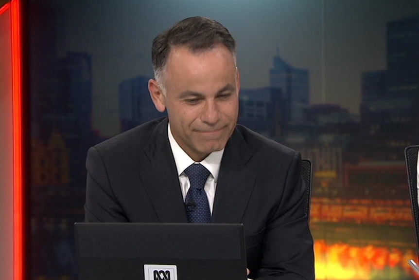 John Pesutto appears on the ABC TV election night broadcast.