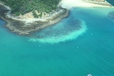 Aerial view of coral bleaching 