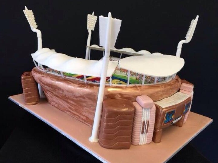 Cake shaped like Adelaide Oval