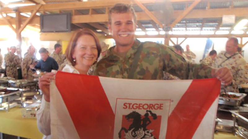 Jarrod Brown with former prime minister Julia Gillard