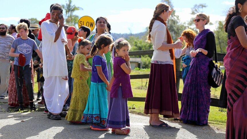 Hare Krishna girls in parade