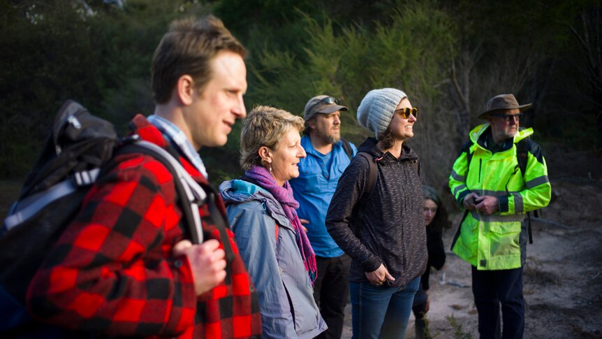 Artists and wildlife experts at Big Punchbowl in Tasmania