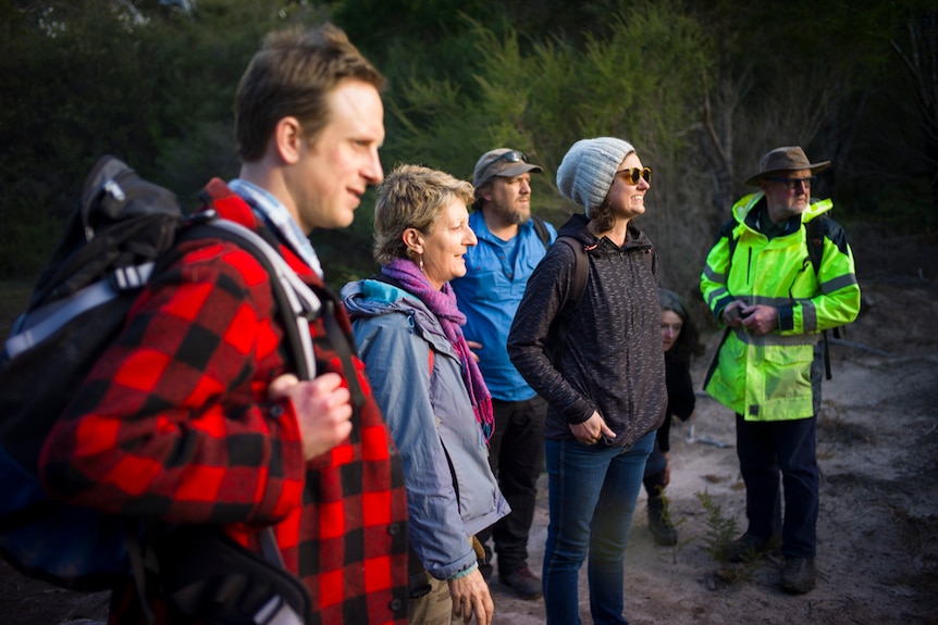 Artists and wildlife experts at Big Punchbowl in Tasmania