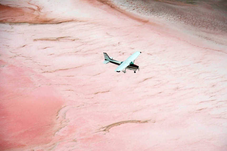 The pink lake at Hutt Lagoon, north of Geraldton, WA