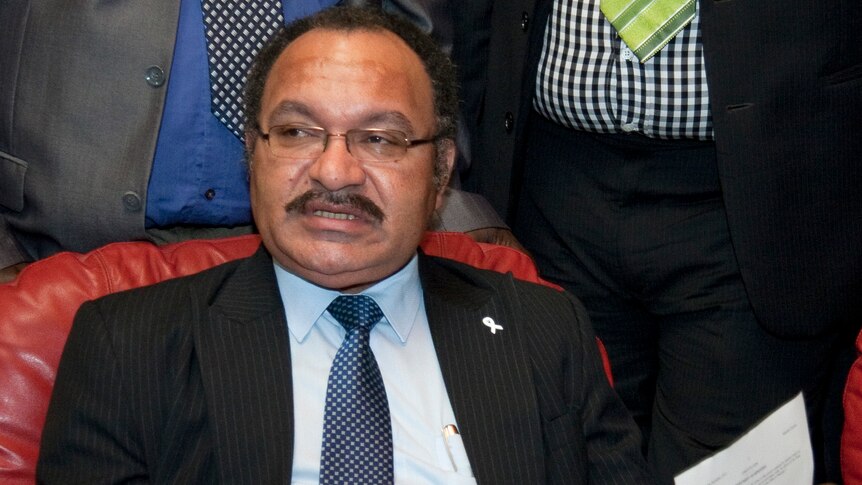 Peter O'Neill speaks at a press conference in PNG