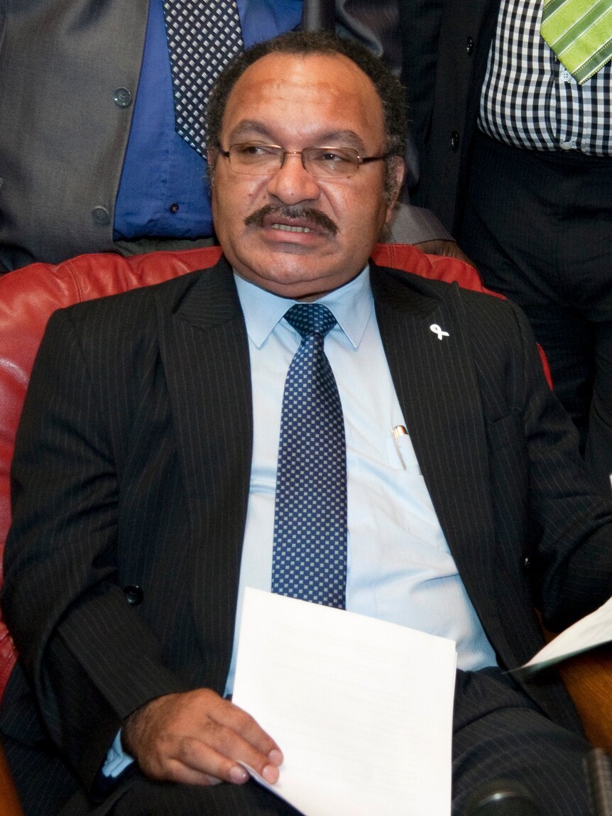 Peter O'Neill speaks at a press conference in PNG