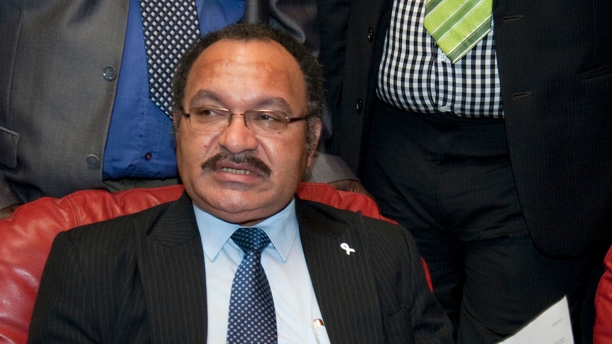 Peter O'Neill speaks at a press conference in PNG