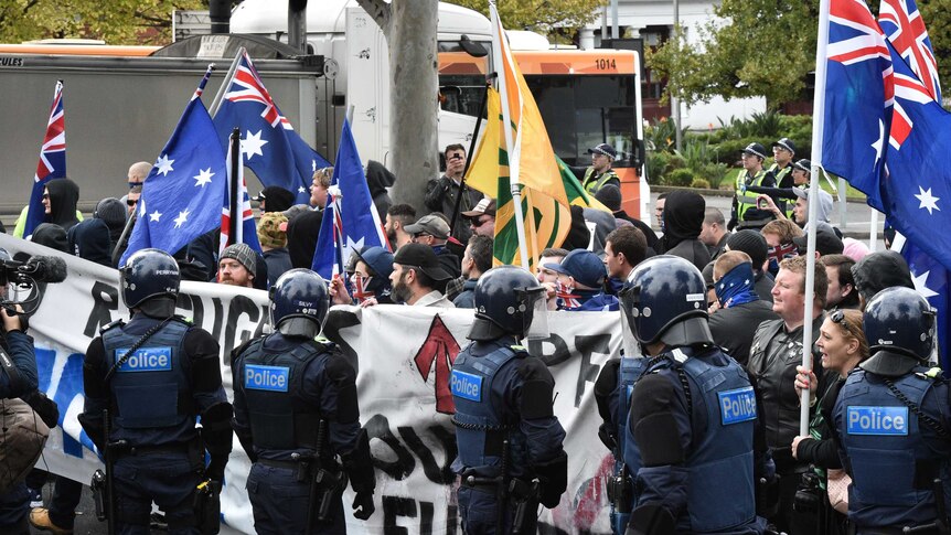 Anti-immigration protesters in Melbourne