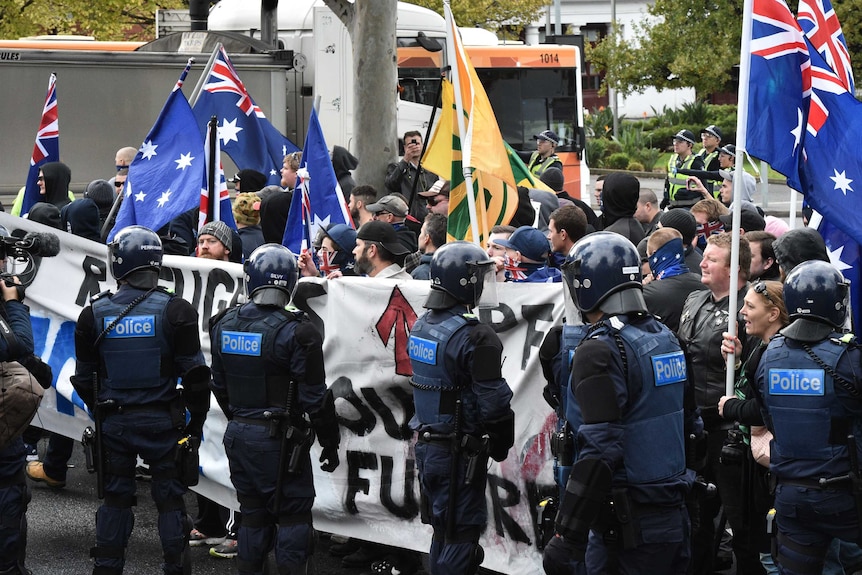 Anti-immigration protesters in Melbourne