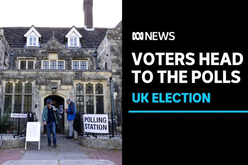 Voters Head to the Polls, UK Election: People outside a polling station.