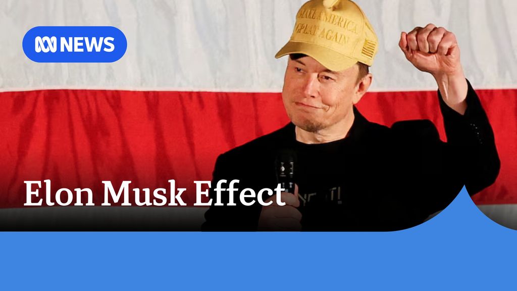 Elon Musk Effect: Elon Musk raises a fist while holding a microphone and wearing a yellow trucker cap.