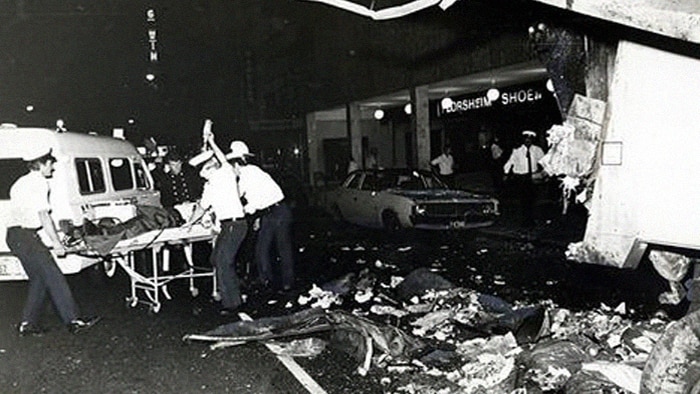 The aftermath of the 1978 Hilton bombing in central Sydney