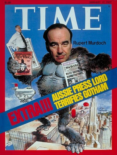 Time Magazine cover featuring Rupert Murdoch as King Kong