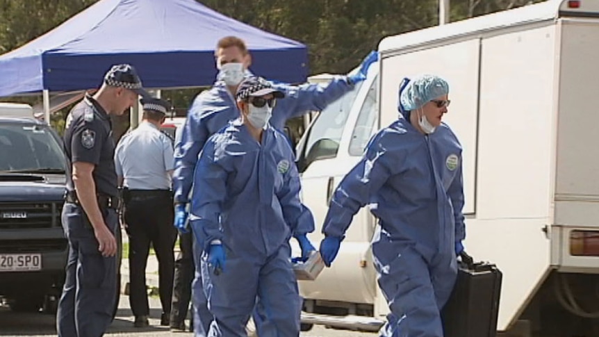 Forensic investigators at house at Kedron in Brisbane where a six-year-old girl was found dead