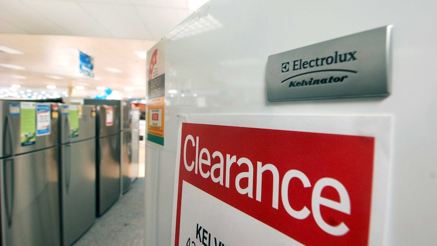 Electrolux fridge on sale in a shop.