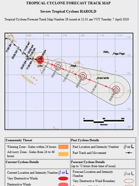 Map of a cyclone projection.