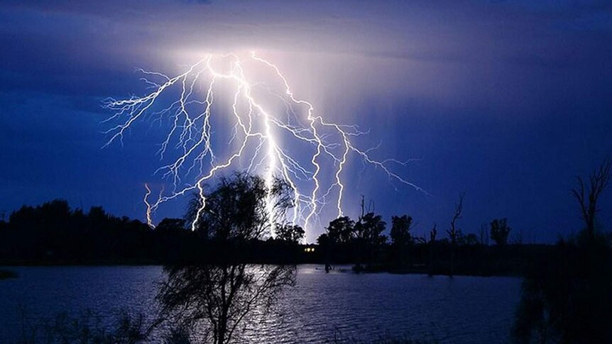 Lightning strikes after sweltering day