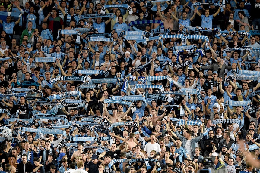 Sydney FC fans at the derby against Western Sydney Wanderers