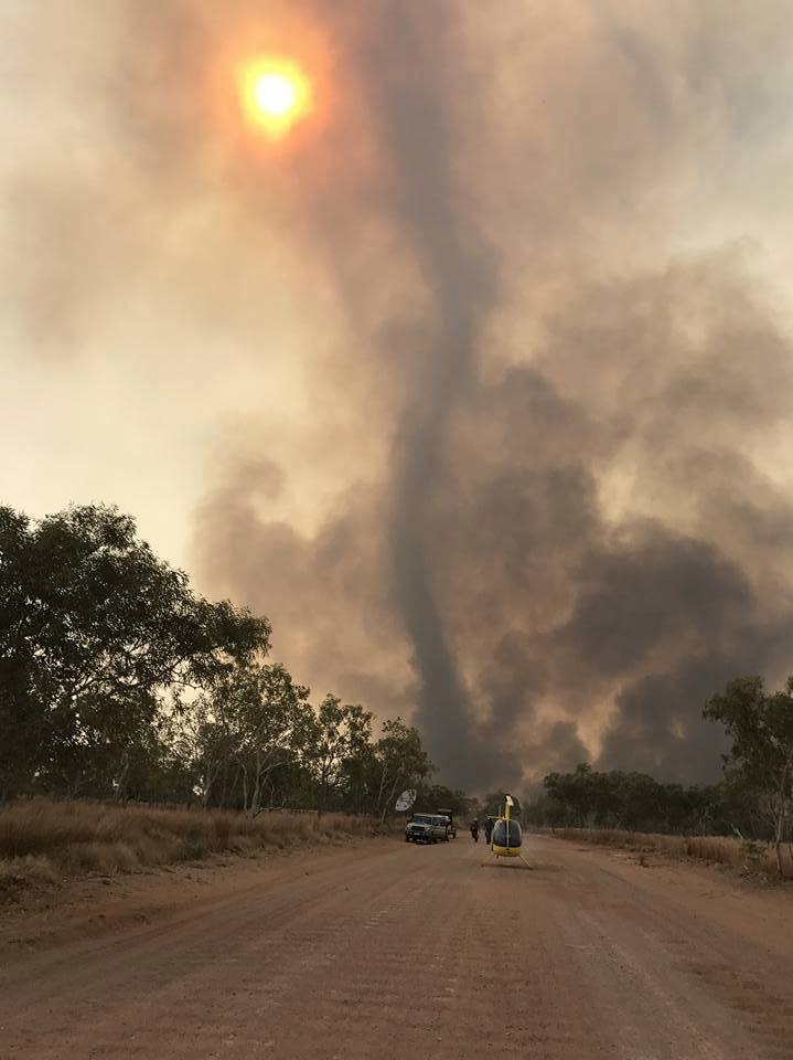 Fire tornado on Leopold Downs station as 3 million hectares of Kimberley burn