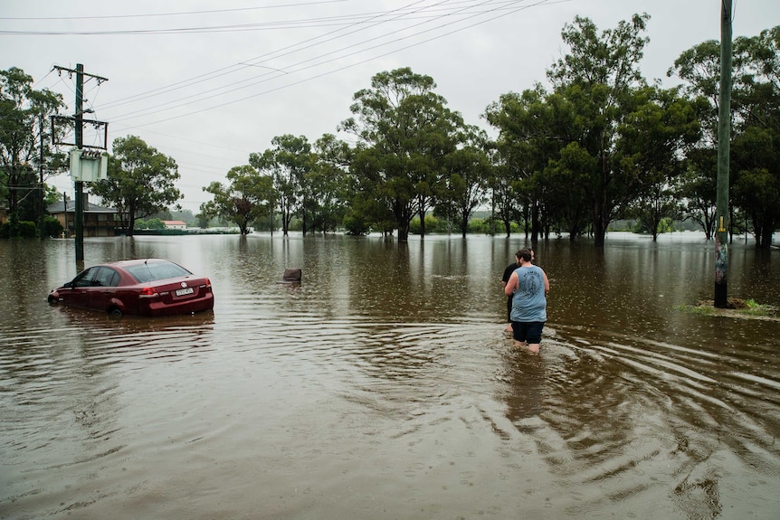 A car in the water.