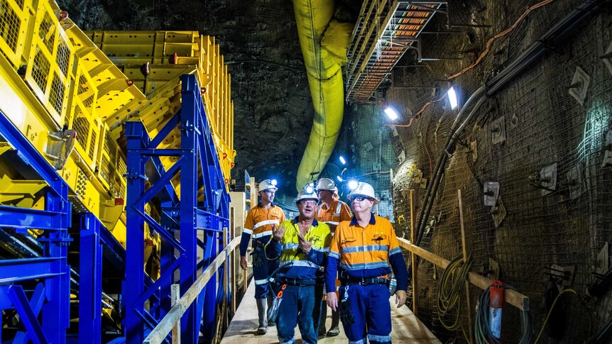 Mine workers underground