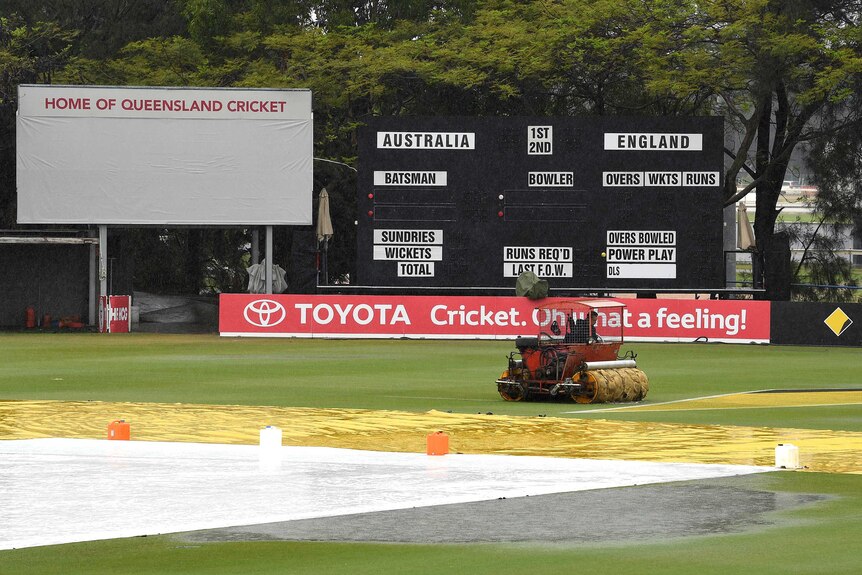 A water soaked Allan Border Field in Brisbane on October 21, 2017.  