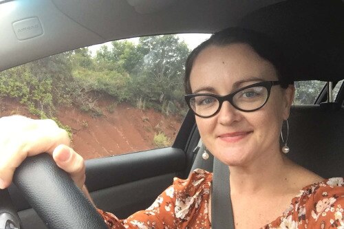 ABC North Coast reporter Samantha Turnbull in her car.