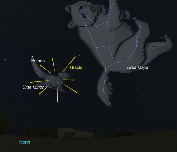 The position of the Ursids in comparison to Ursa Minor and Major