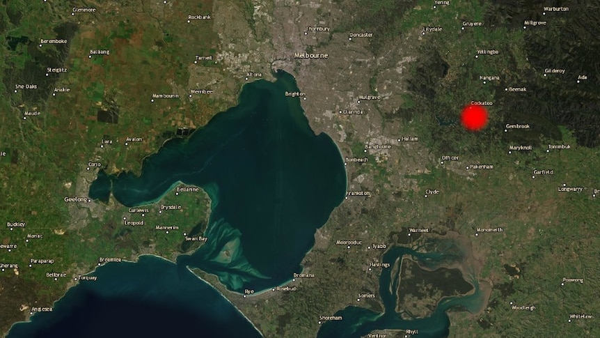 A red dot on a map of Melbourne and suburbs, located to the east of the city.