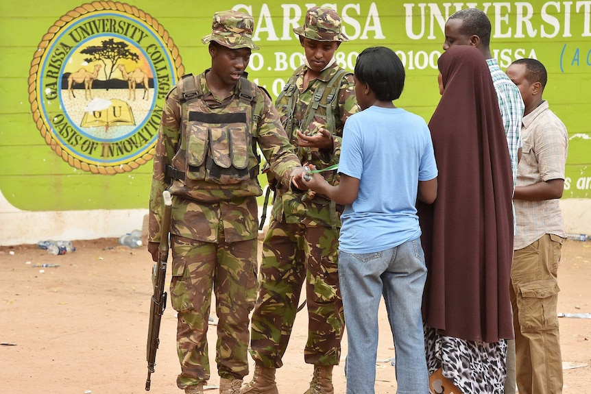 Kenya Defence forces soldiers at Garissa University