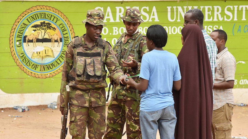 Kenya Defence forces soldiers at Garissa University