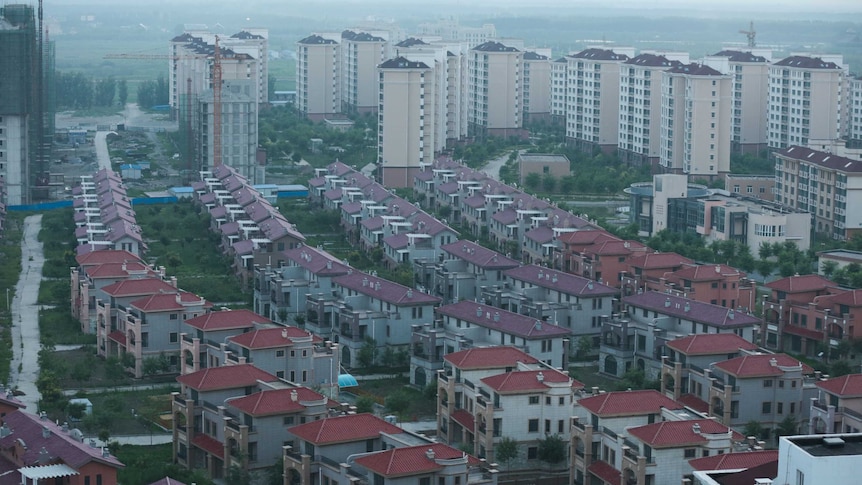 Sprawling houses and apartment buildings in China.