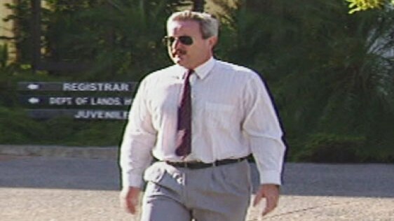 Former school music teacher Gregory Robert Knight leaving court in Darwin in 1994