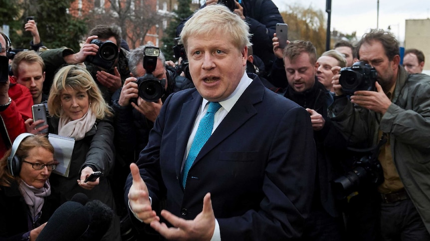 London mayor Boris Johnson delivers a statement to the media.