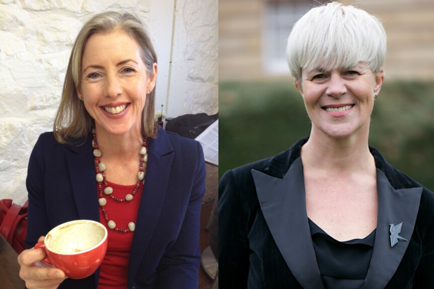 A composite image of Tasmanian Greens candidates Rosalie Woodruff and Andrea Dawkins