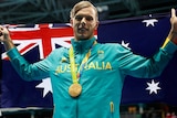 Kyle Chalmers with Australian flag
