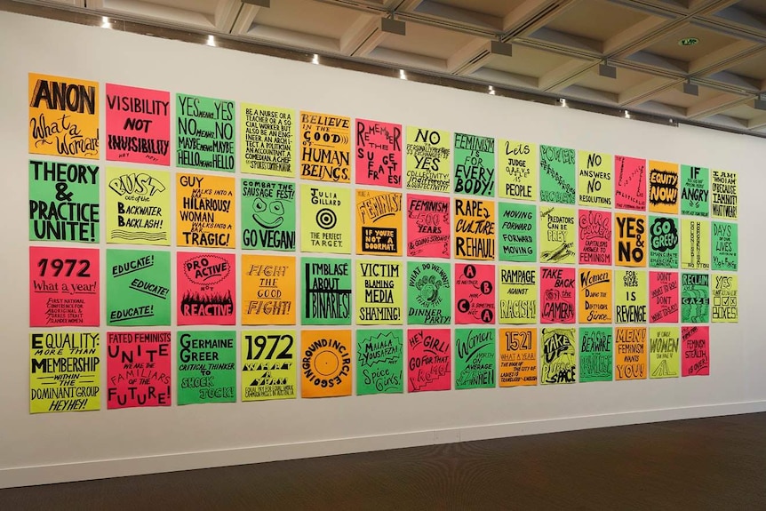 Installation view of Kelly Doley's Things Learnt About Feminism