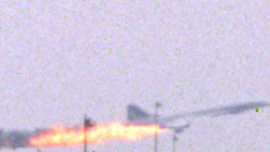Air France concorde on fire before it crashes